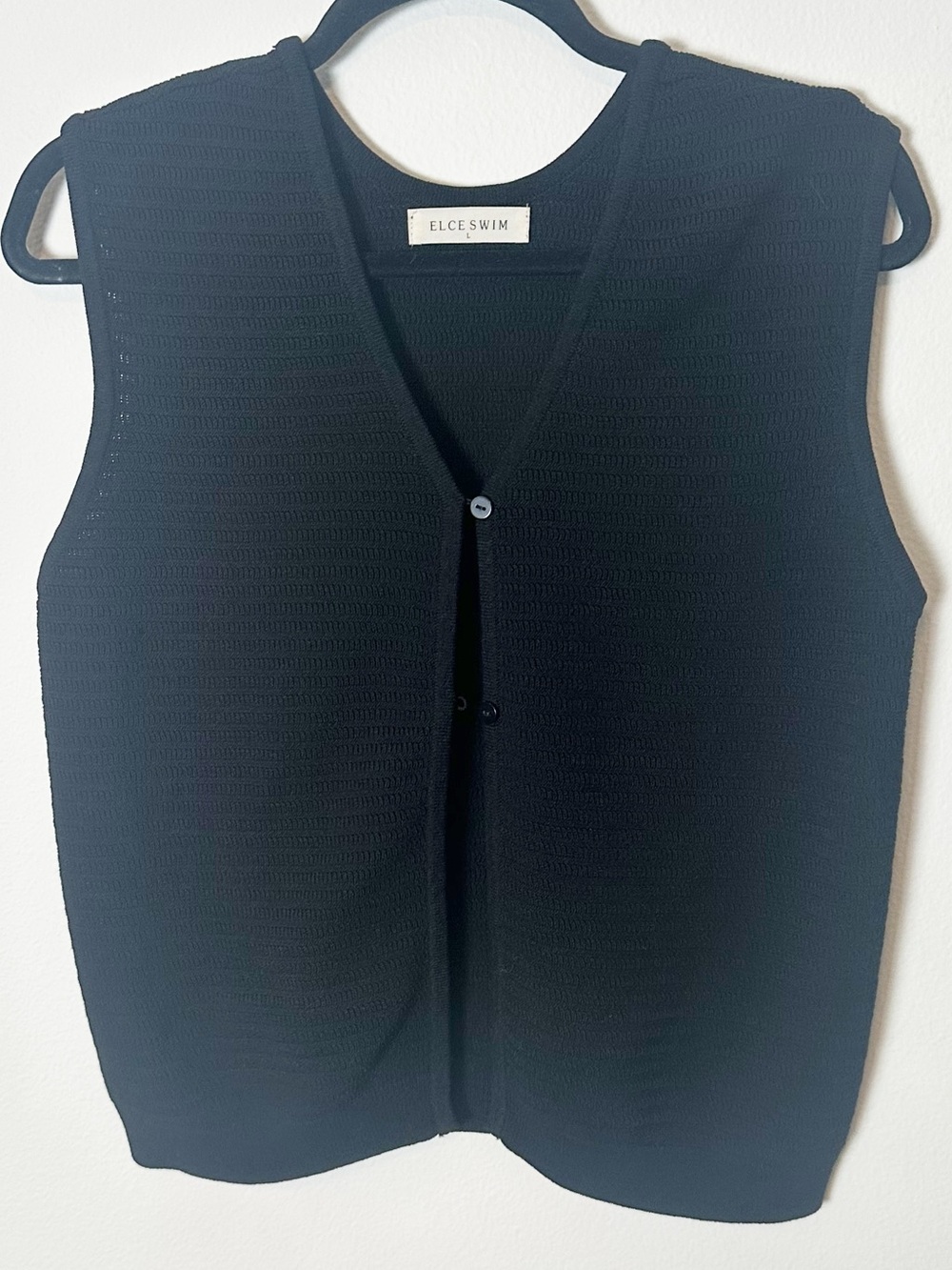 Elce Swim Elle Knit Cotton Blend Vest Top Black Large